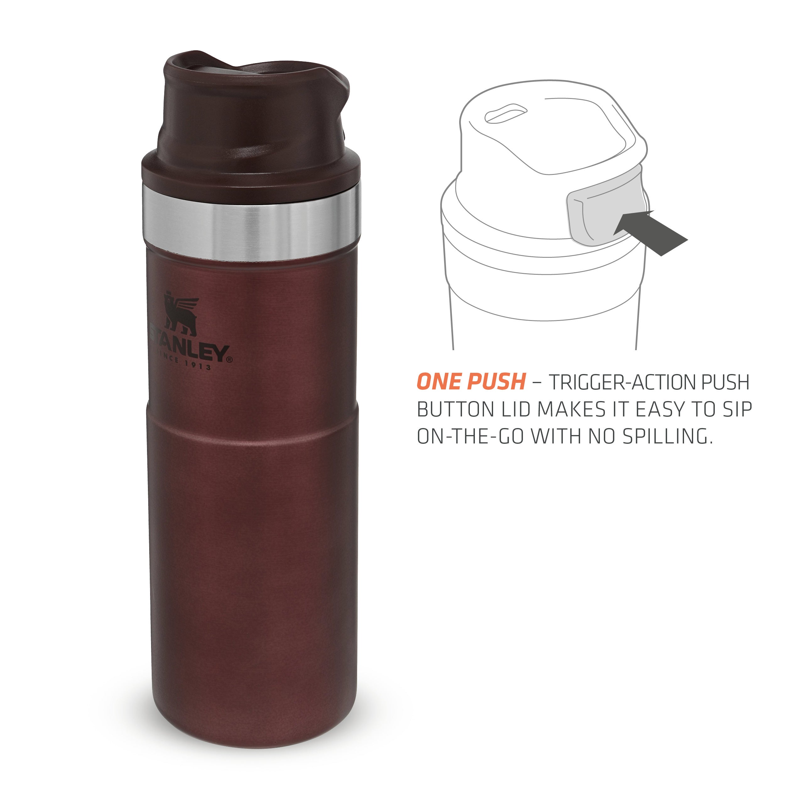 Stanley Classic Trigger Action Travel Mug 0.47L Wine