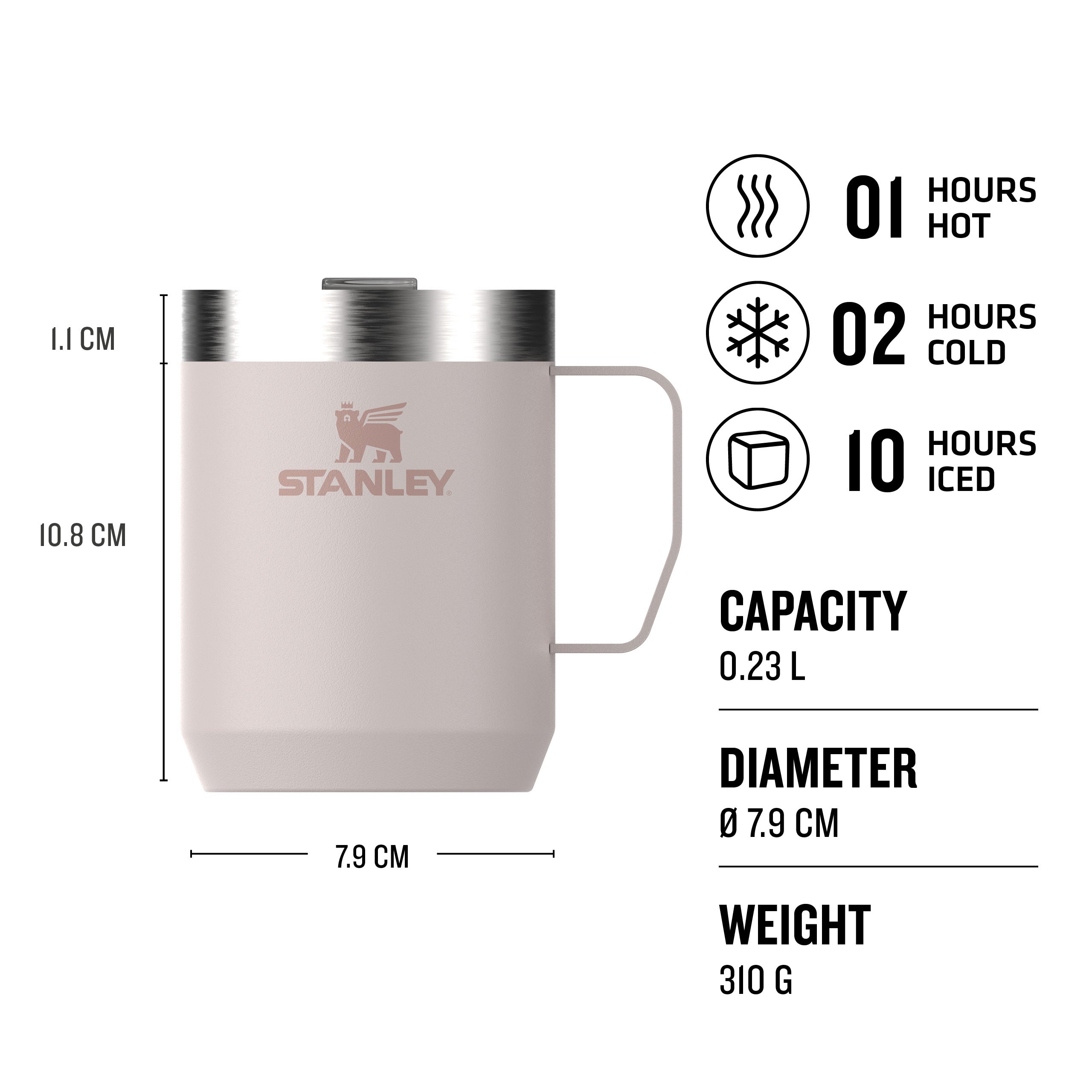 Stanley Legendary Stay Hot Camp Mug 0.23L Rose Quartz