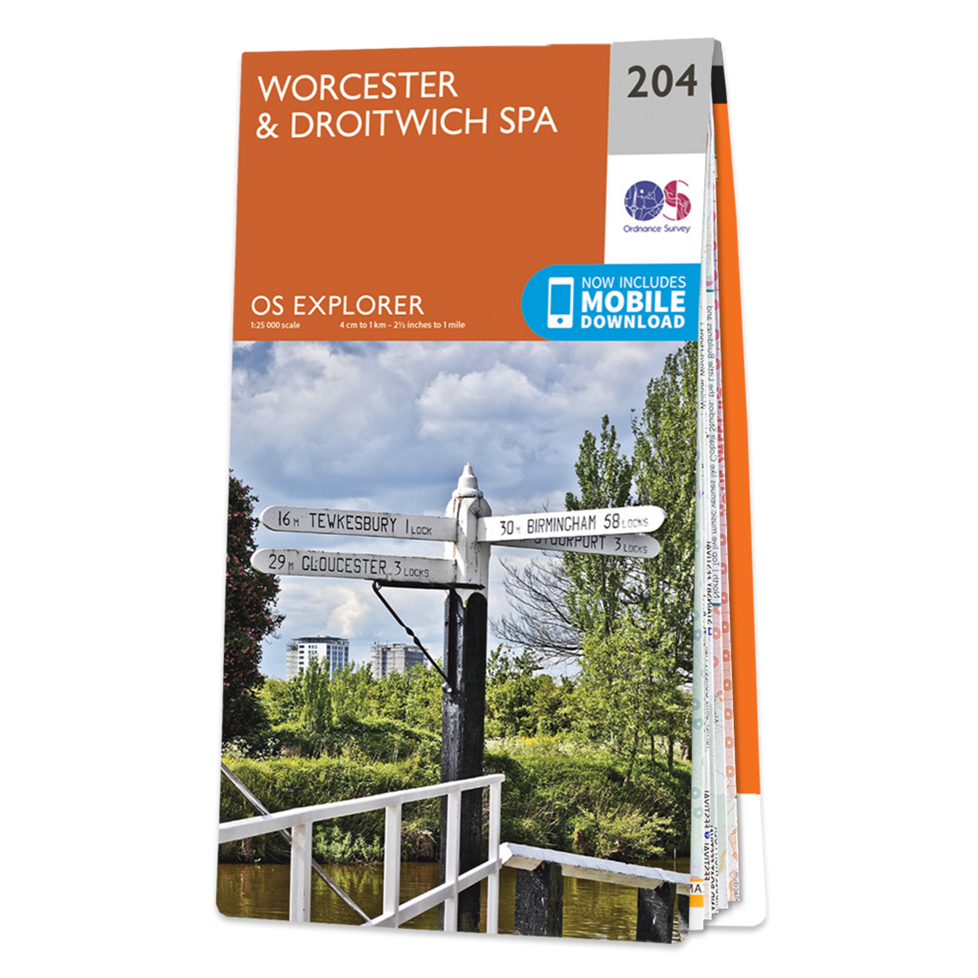 ordnance survey explorer 204 map Worcester and droitwich spa