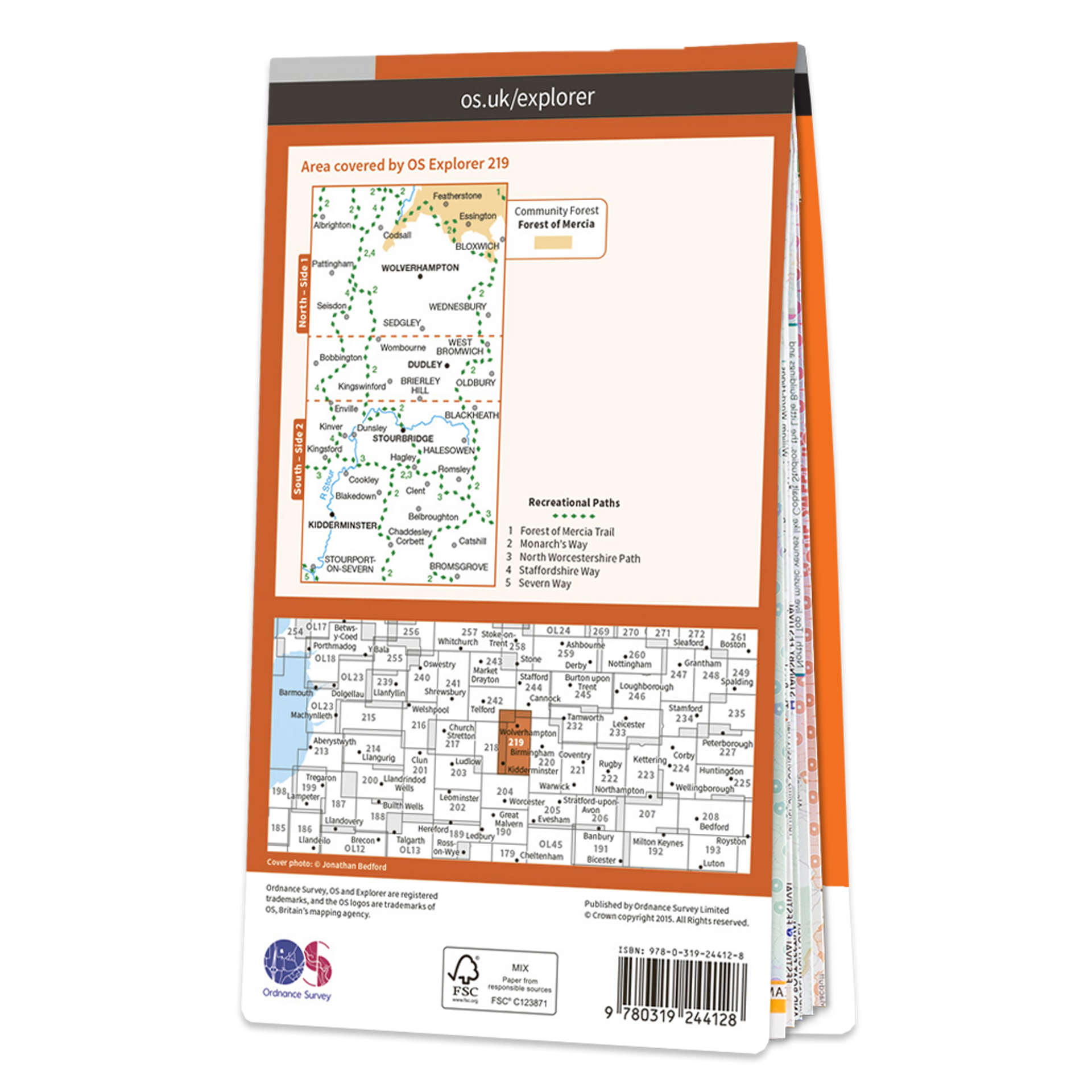 Ordnance Survey Explorer 219 Map Wolverhampton & Dudley