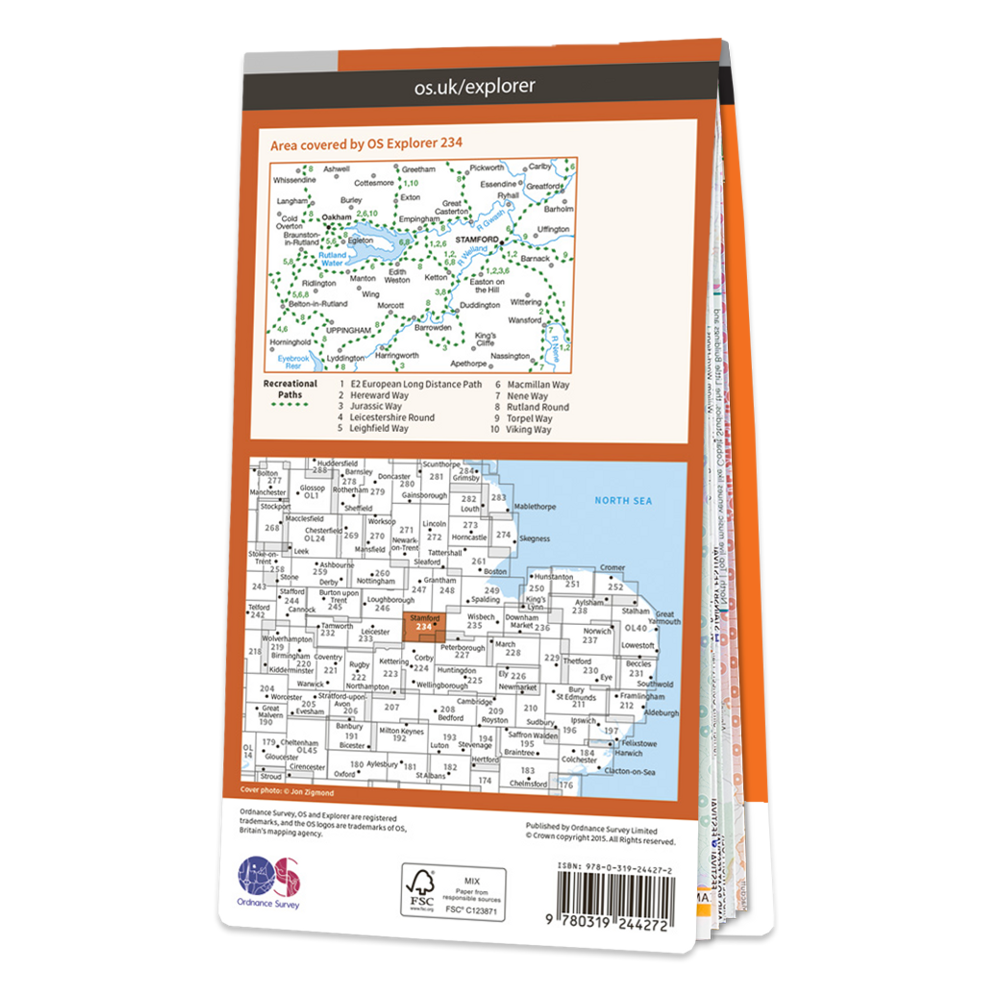 Ordnance Survey Explorer 234 Map Rutland Water