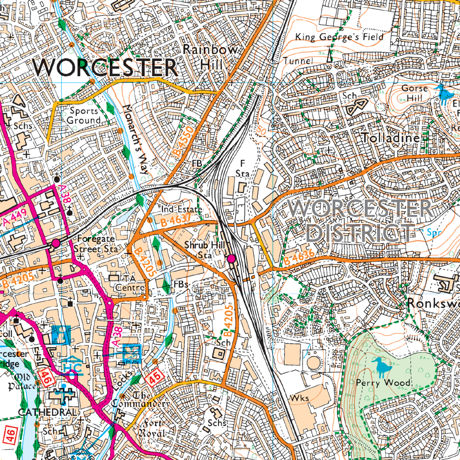 Ordnance Survey Explorer 204 Map Worcester & Droitwich Spa