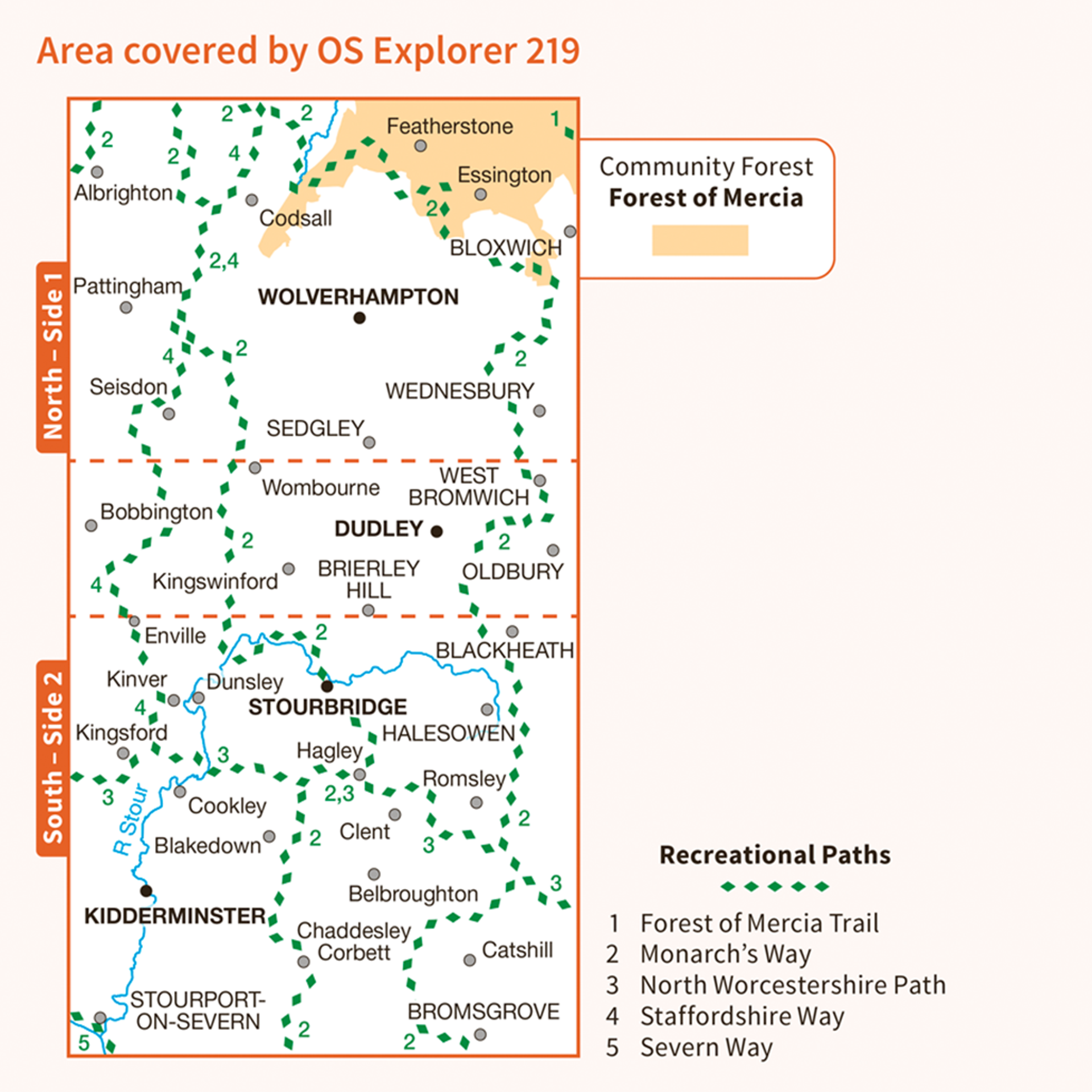 Ordnance Survey Explorer 219 Map Wolverhampton & Dudley