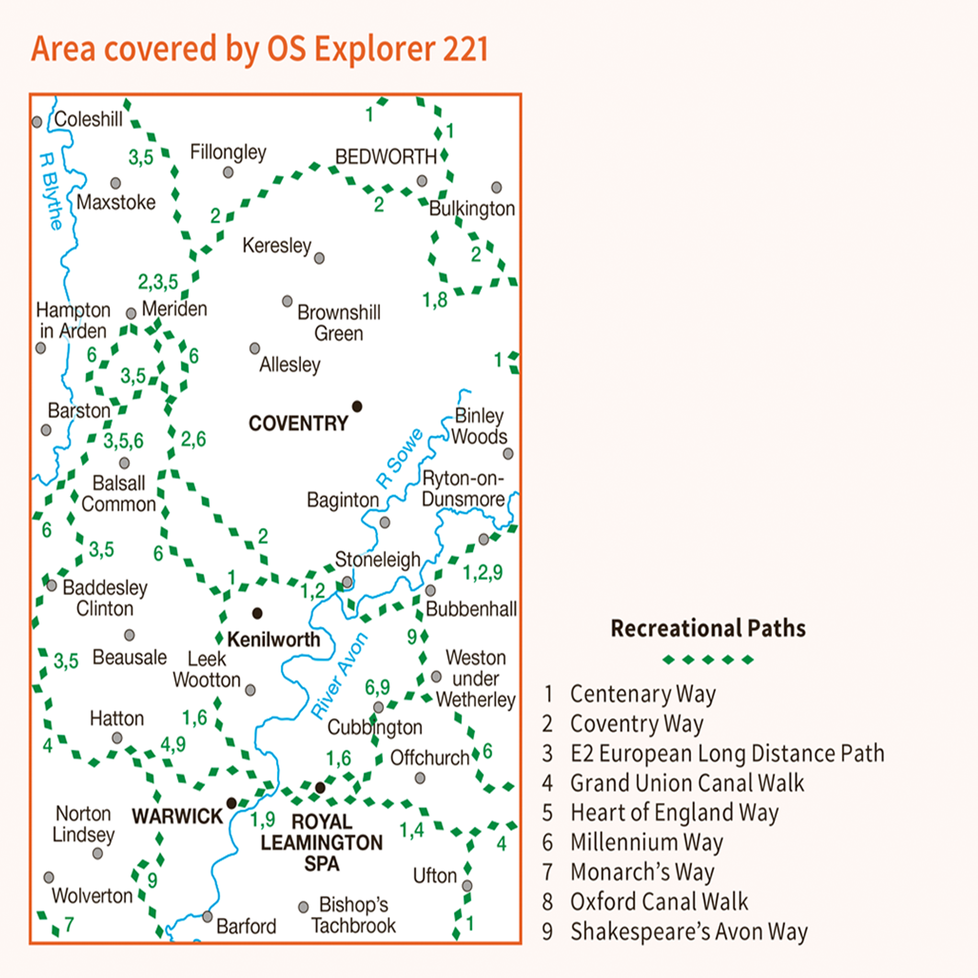 Ordnance Survey Explorer 221 Map Coventry & Warwick