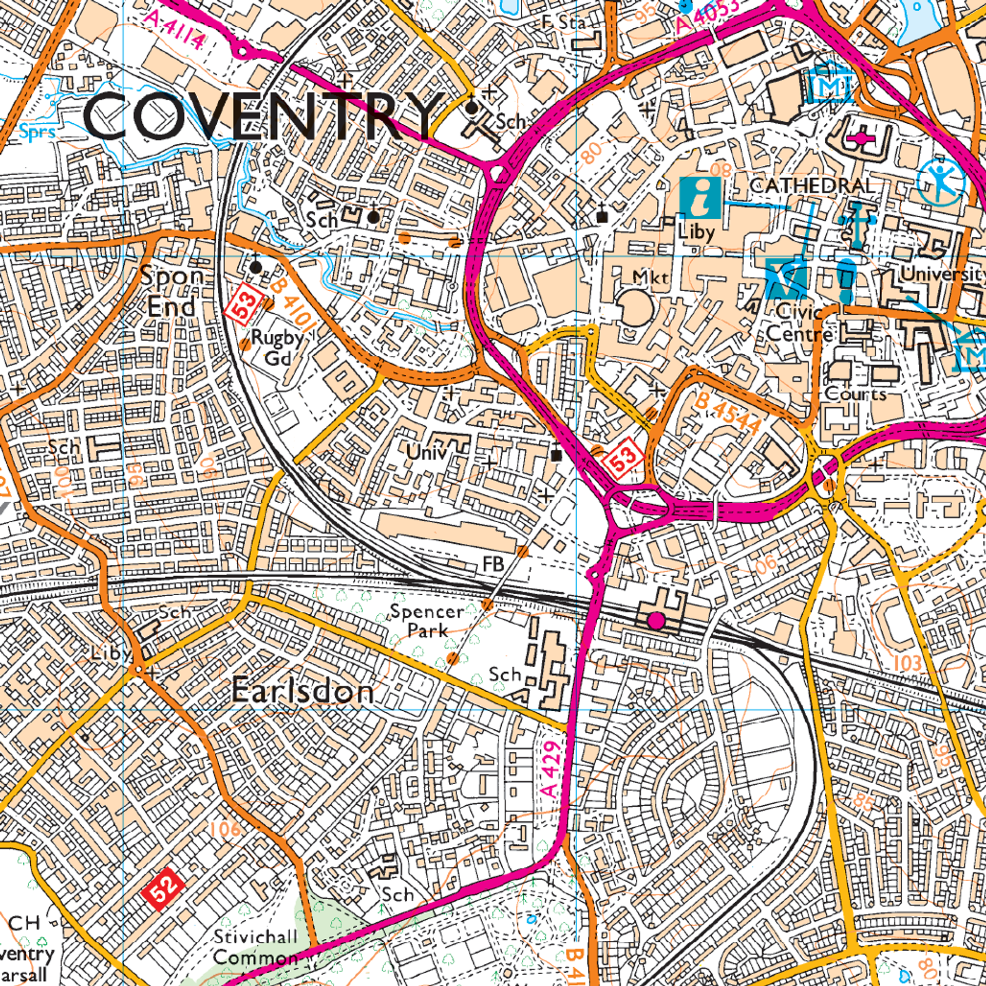 Ordnance Survey Explorer 221 Map Coventry & Warwick