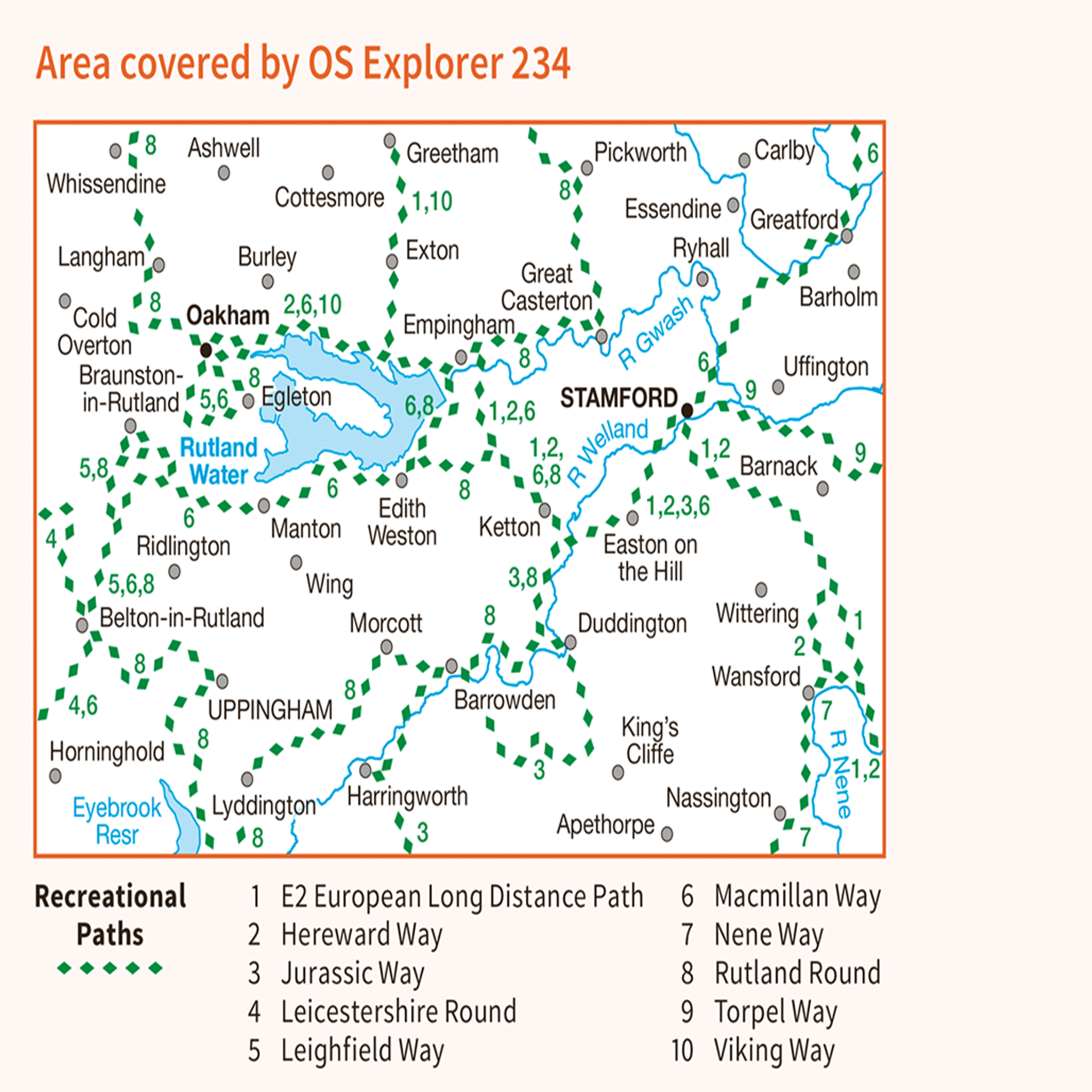 Ordnance Survey Explorer 234 Map Rutland Water