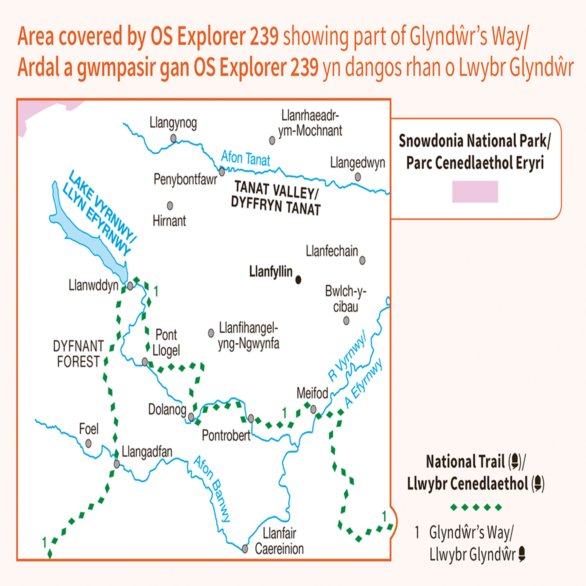 Ordnance Survey Explorer 239 Map Lake Vyrnwy & Llanfyllin