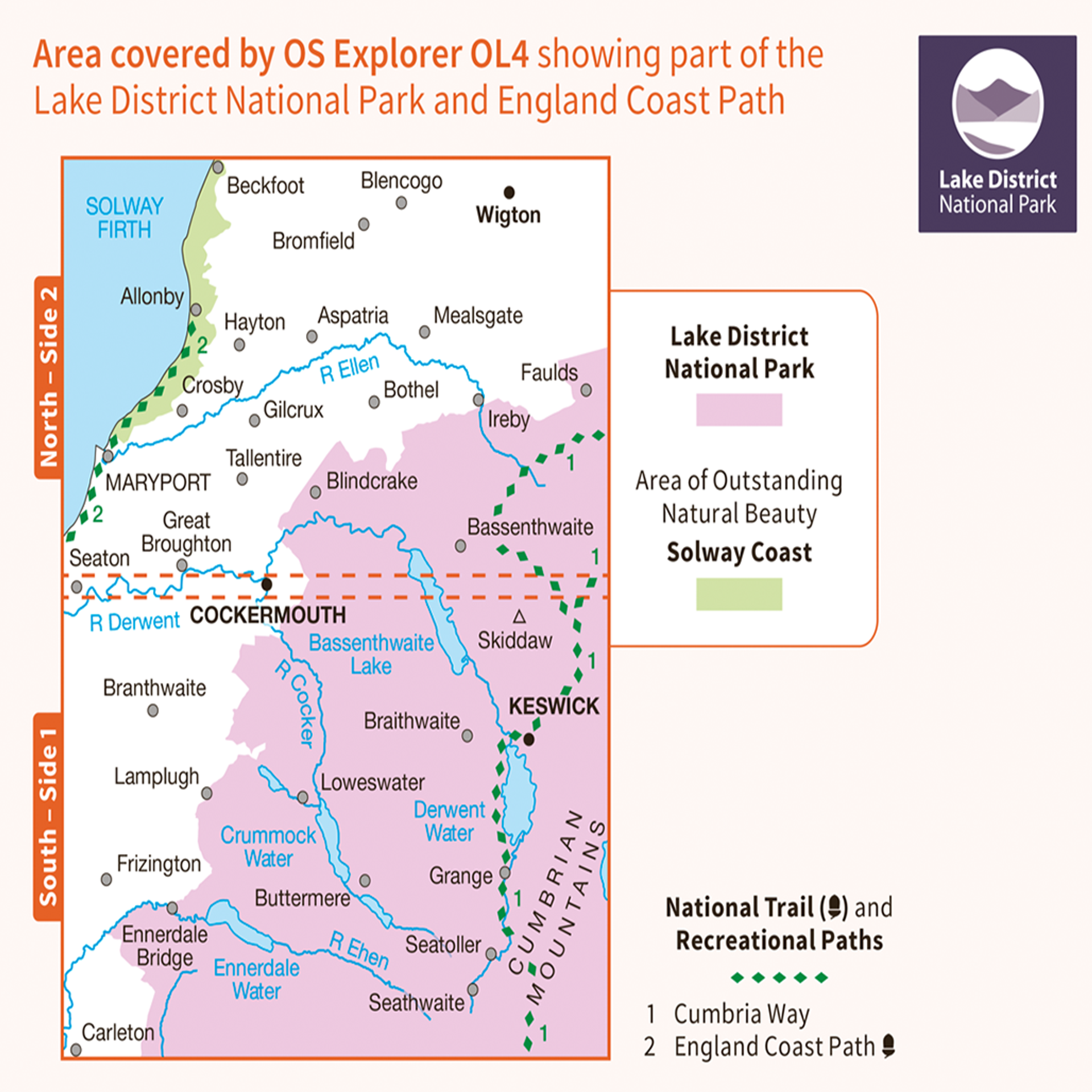 Ordnance Survey Explorer  OL4 Map The English Lakes North Western Area