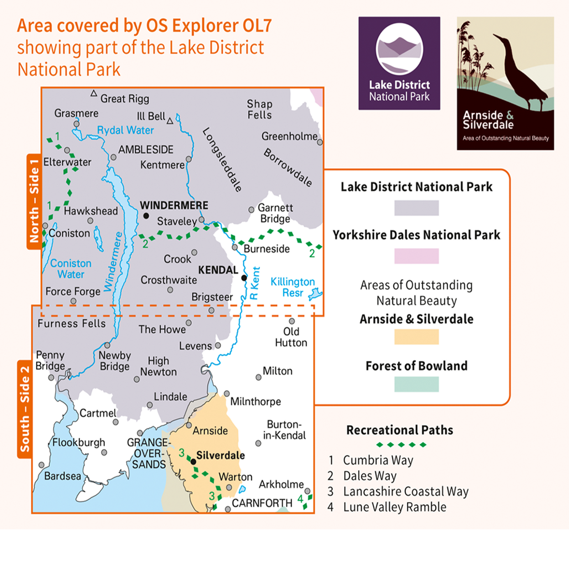 Ordnance Survey Explorer OL7 Map The English Lakes South Eastern Area