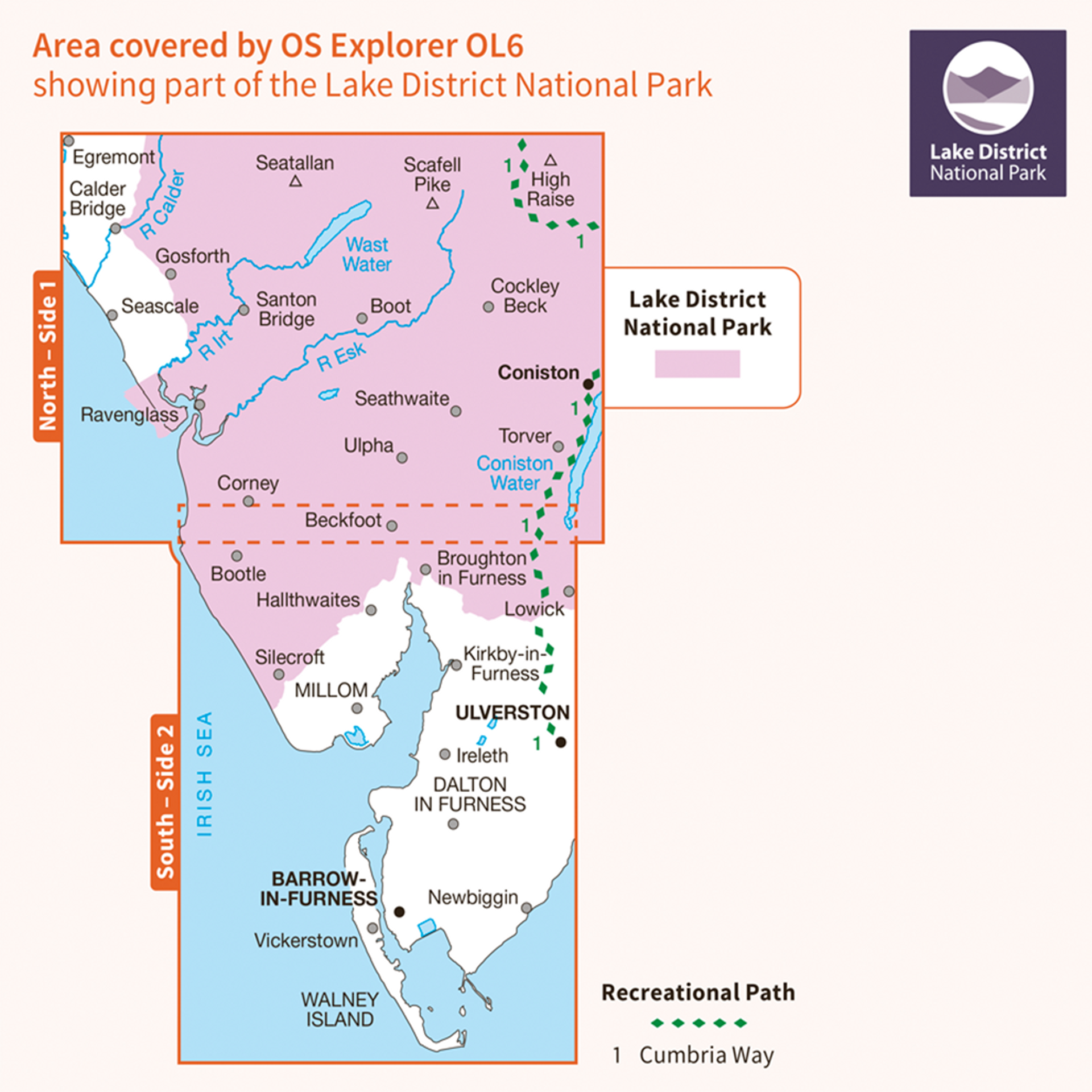 Ordnance Survey Explorer  OL6 Map The English Lakes South Western Area