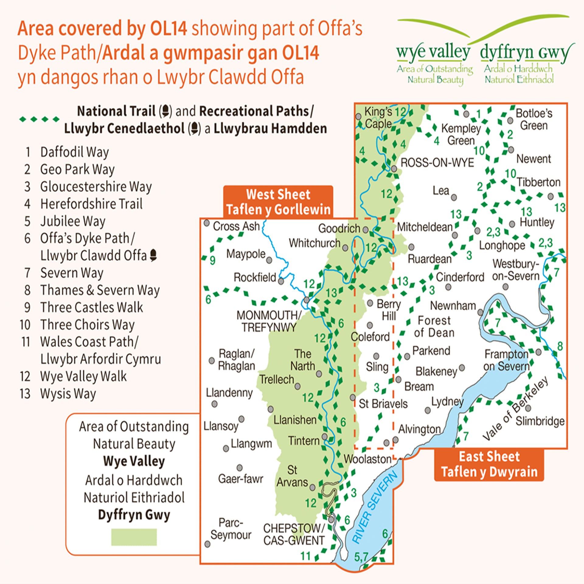 Ordnance Survey Explorer OL14 Wye Valley & The Forest of Dean