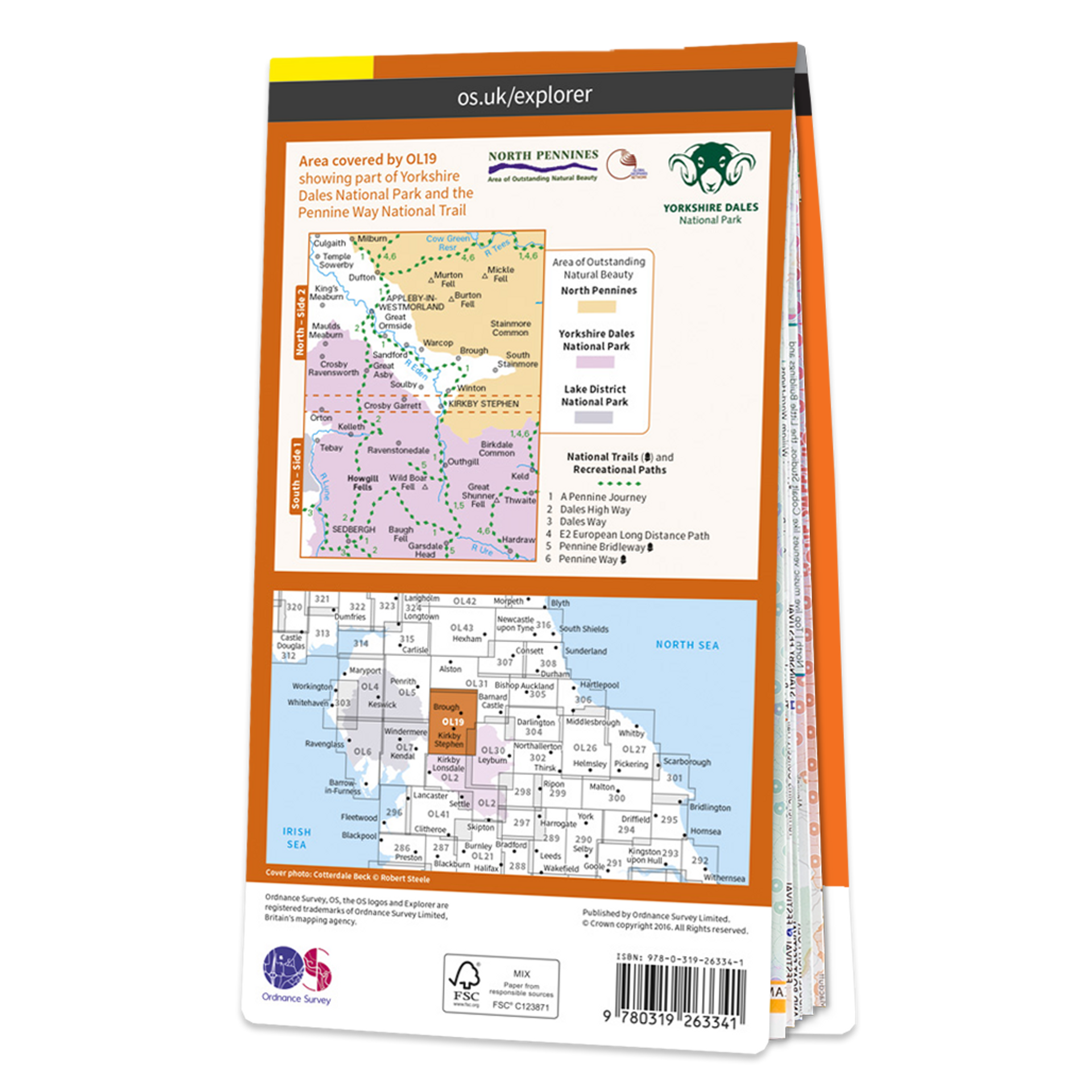 Ordnance Survey Explorer OL19 Map Howgill Fells & The Upper Eden Valley