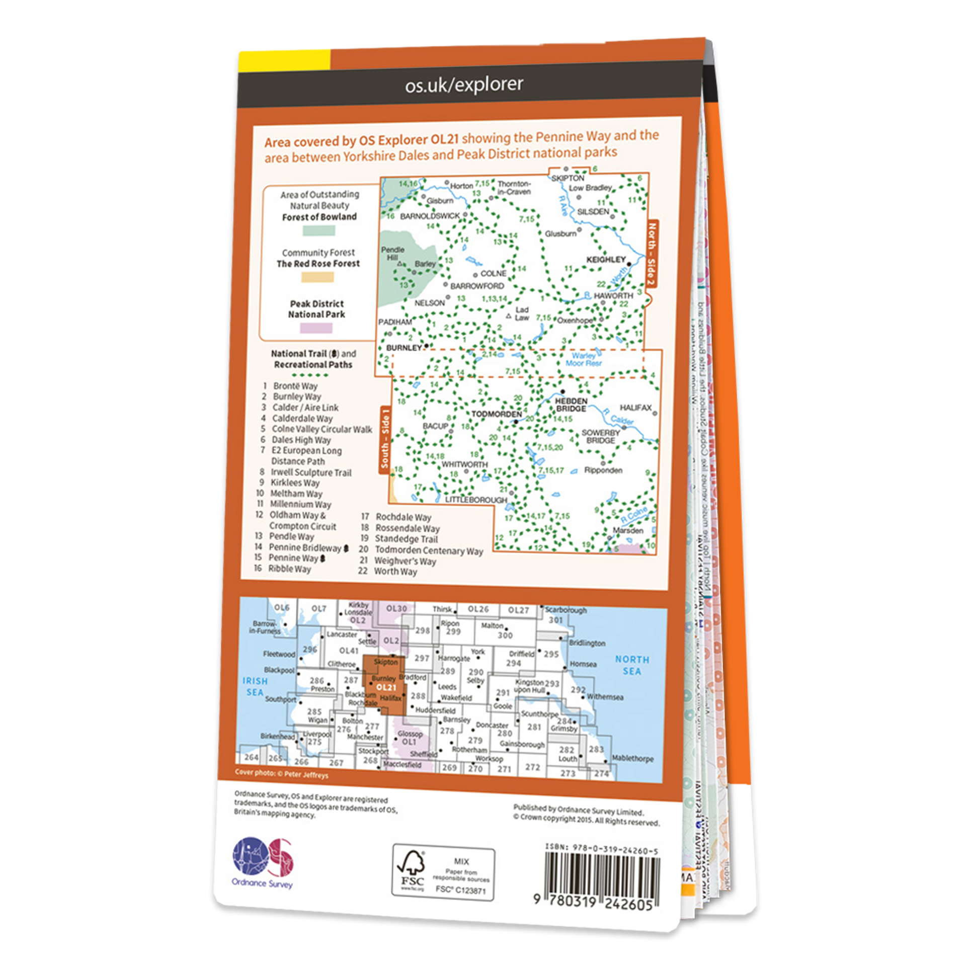 Ordnance Survey Explorer OL21 Map South Pennines