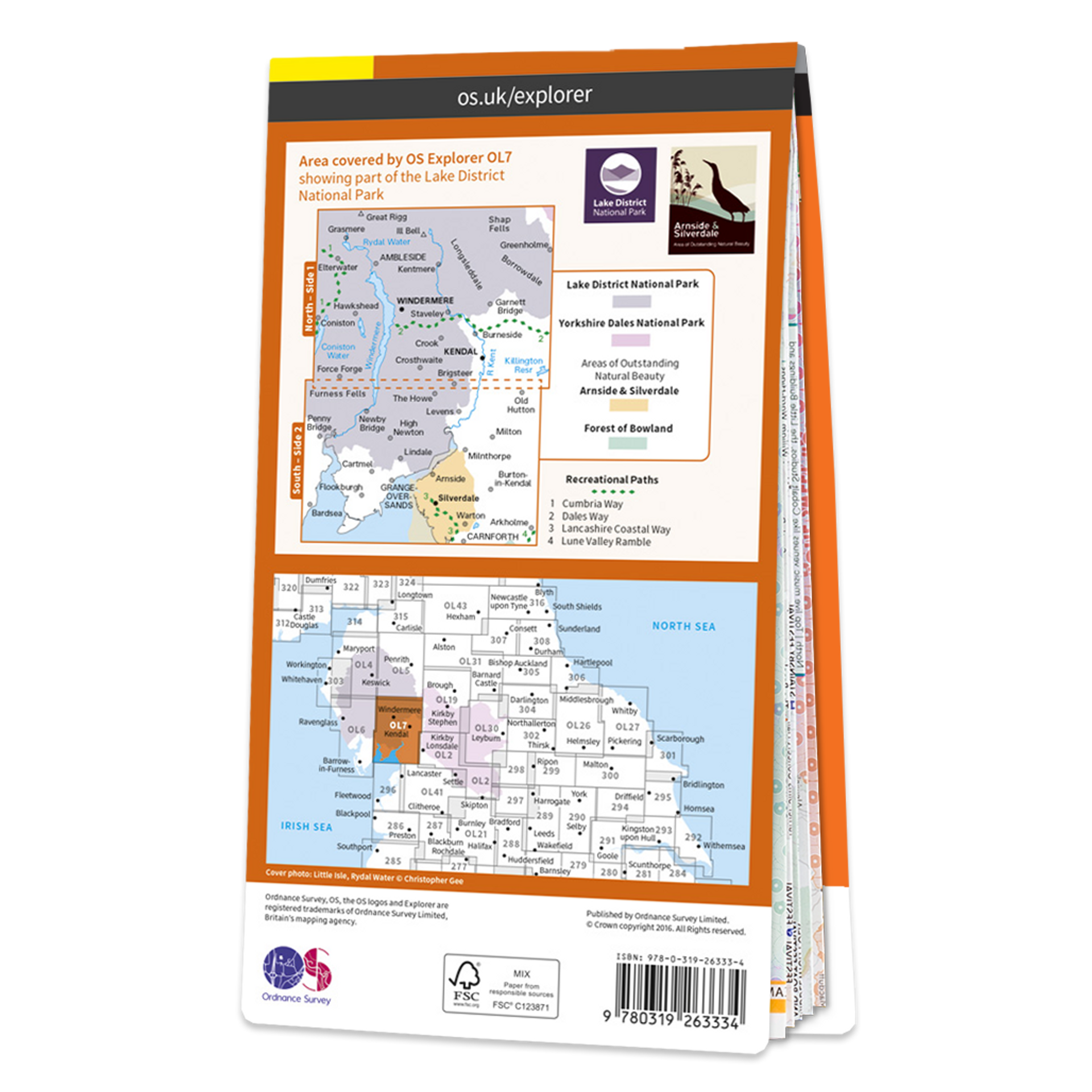 Ordnance Survey Explorer OL7 Map The English Lakes South Eastern Area