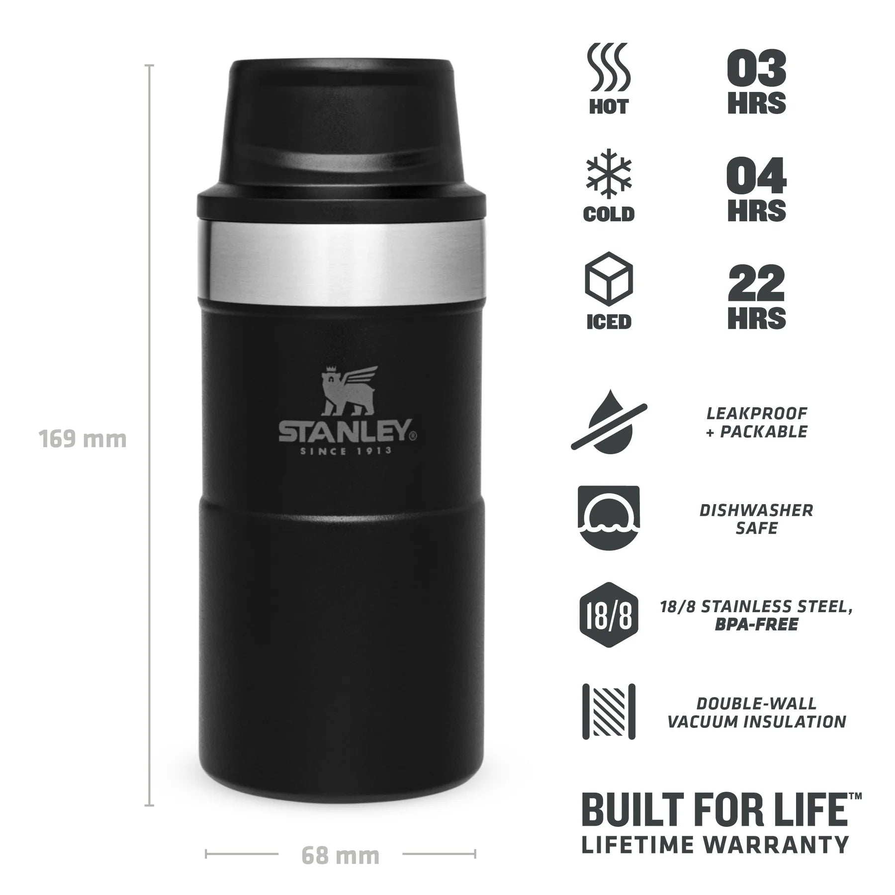 Stanley Classic Trigger Action Travel Mug 0.25L Black