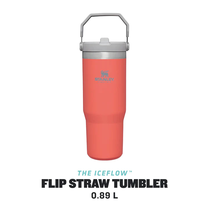 stanley the iceflow flip straw drinks bottle 0.89l  guava hot pink