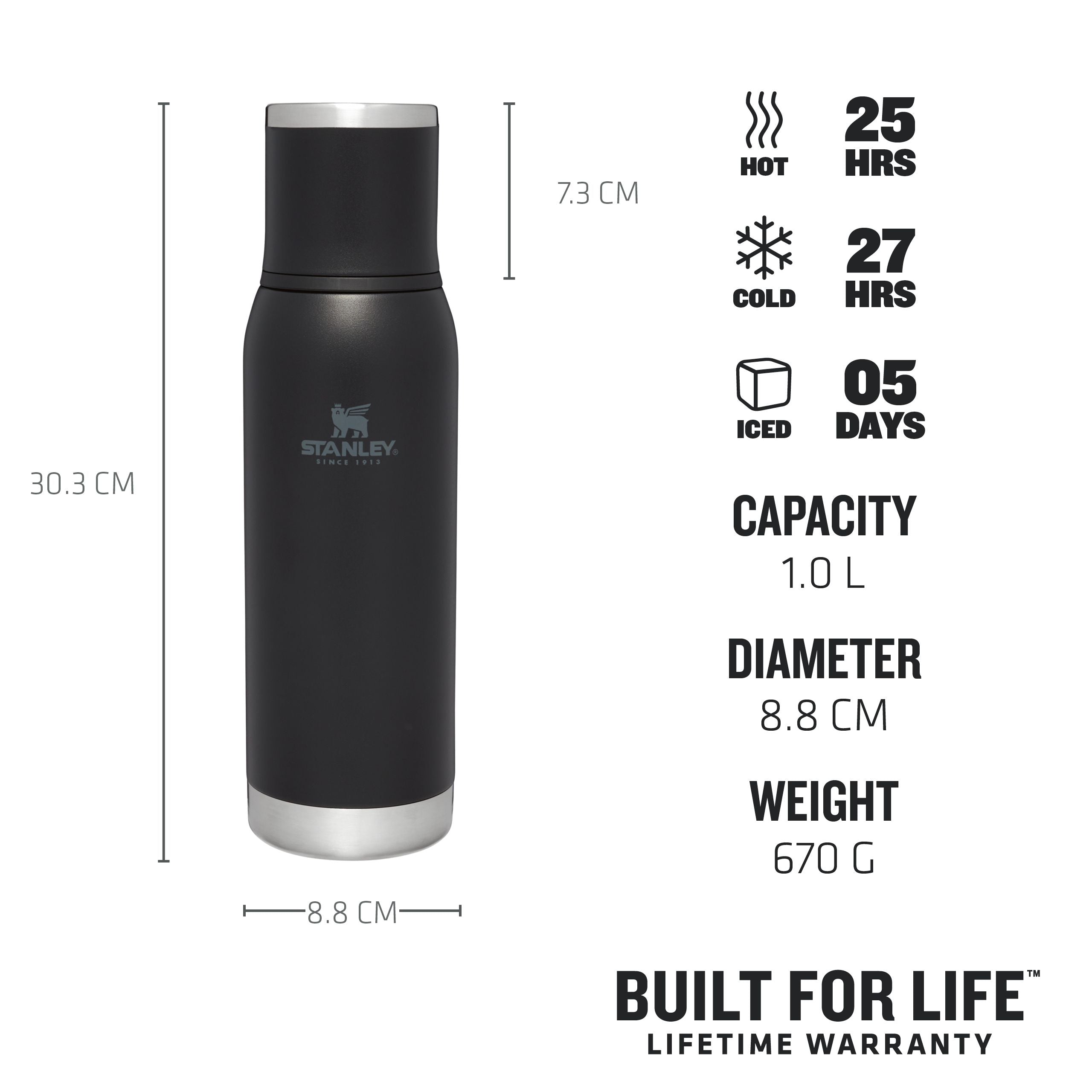 Stanley Flask Adventure To Go Bottle 1.0L Black