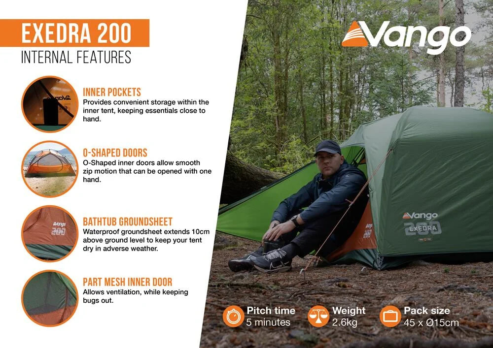 Vango Exedra 200 2 Person Lightweight Dome Tent