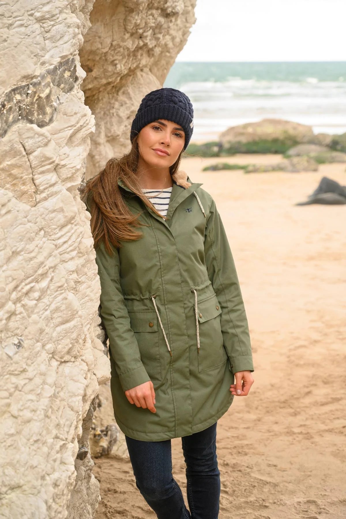 Khaki cheap waterproof coat