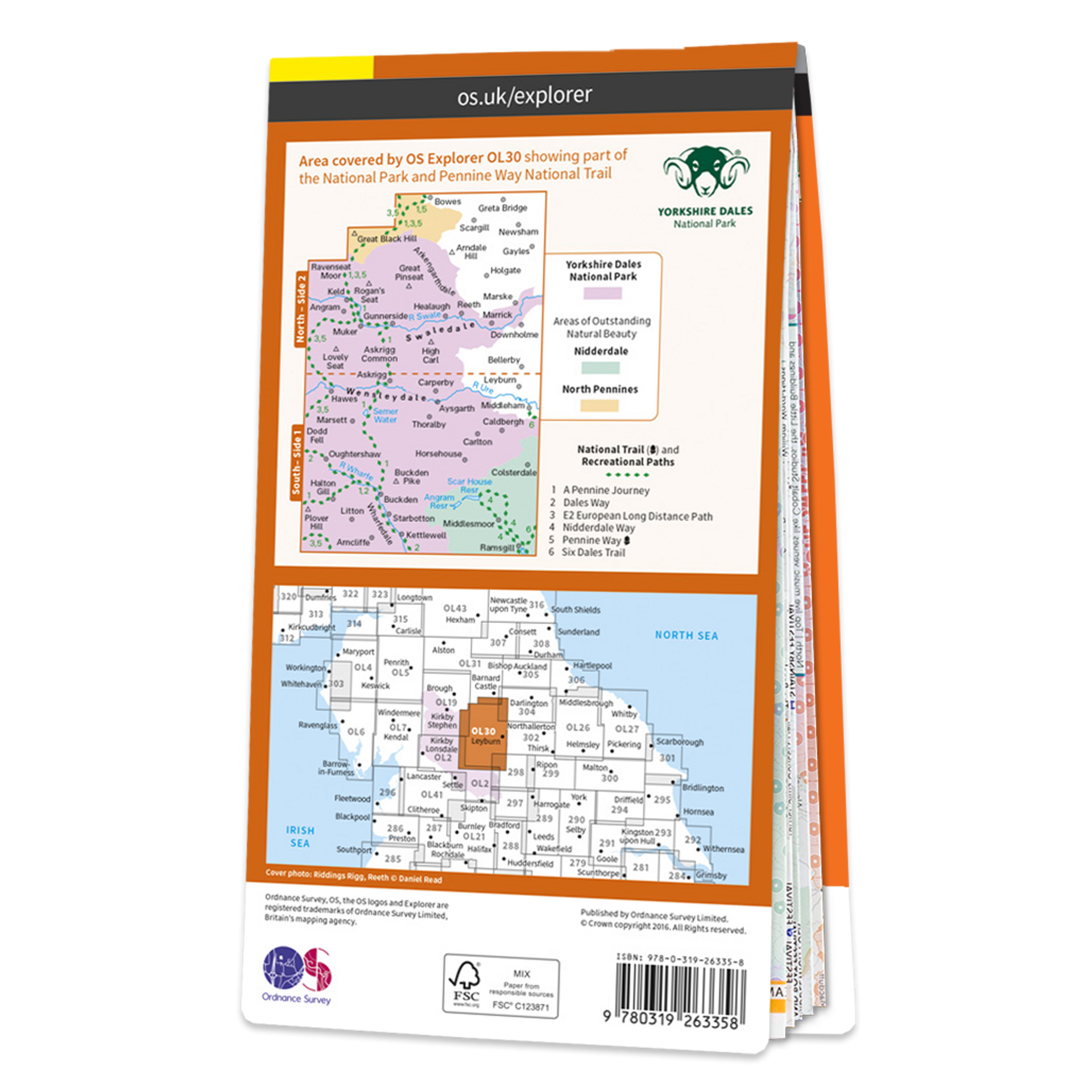 Ordnance Survey Explorer OL30 Map Yorkshire Dales Northern & Central Areas