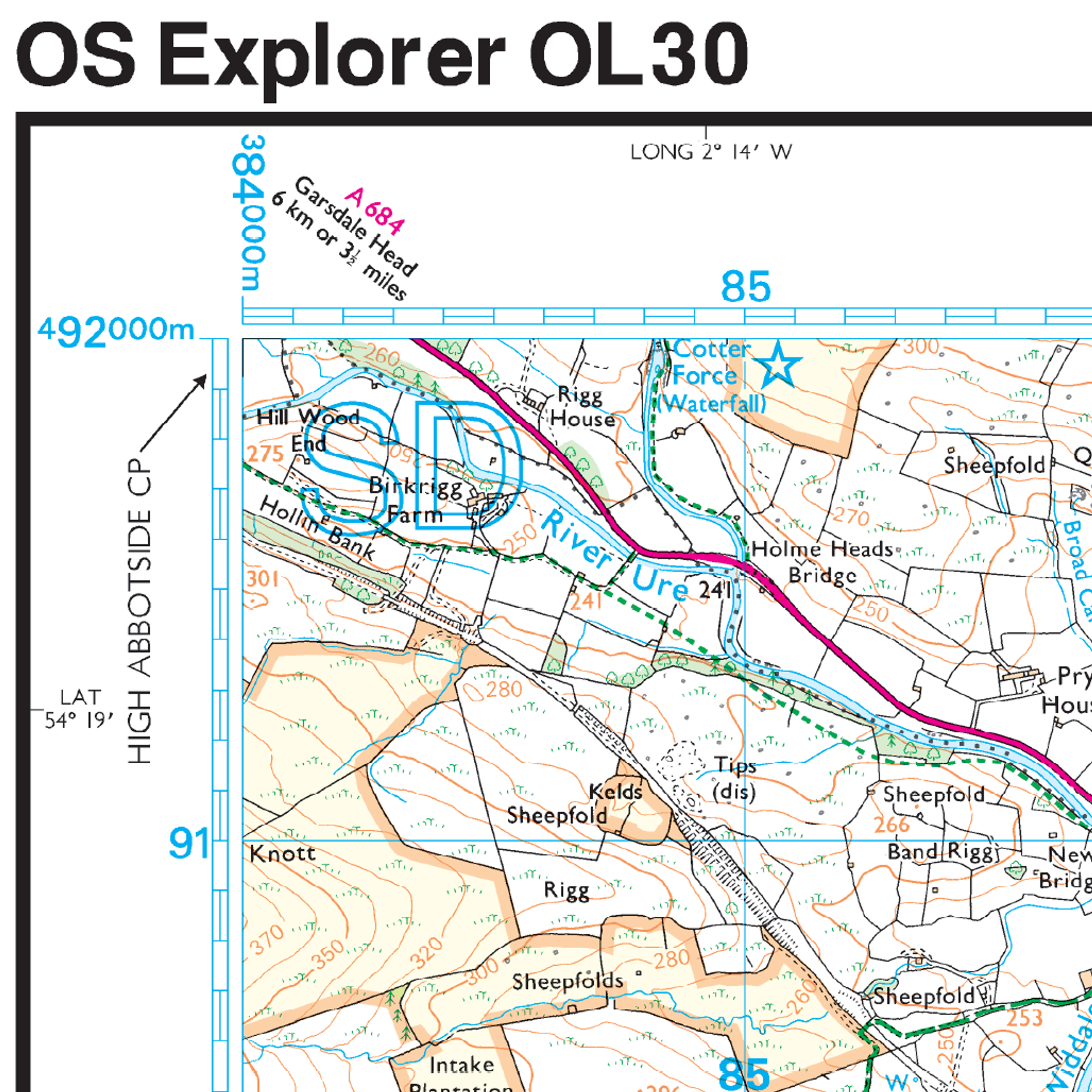 Ordnance Survey Explorer OL30 Map Yorkshire Dales Northern & Central Areas