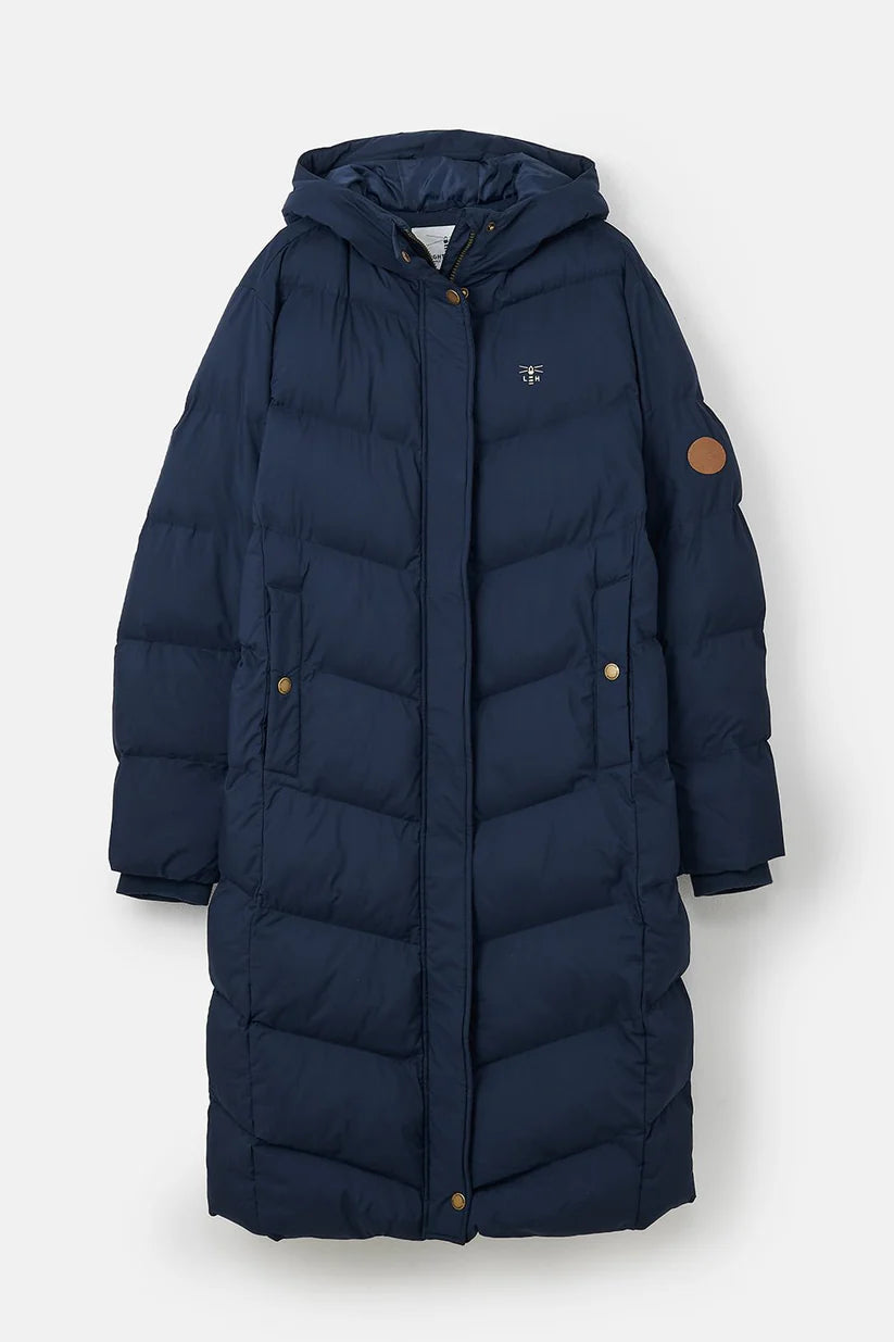 Ladies navy puffa coat on sale