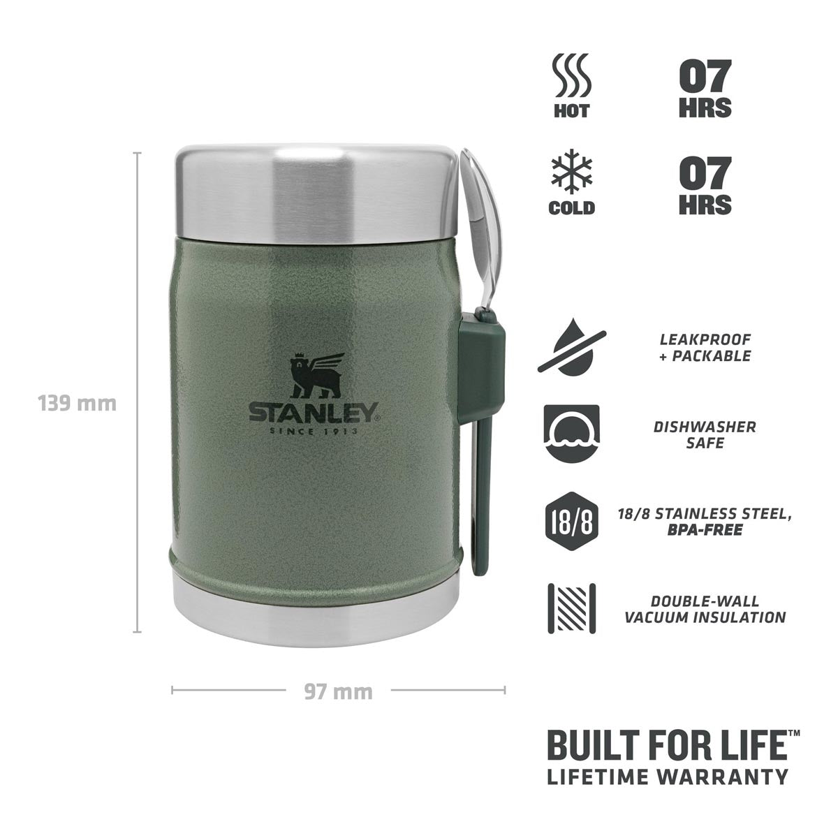 Stanley Legendary Food Jar & Spork 0.4L Hammerstone Green