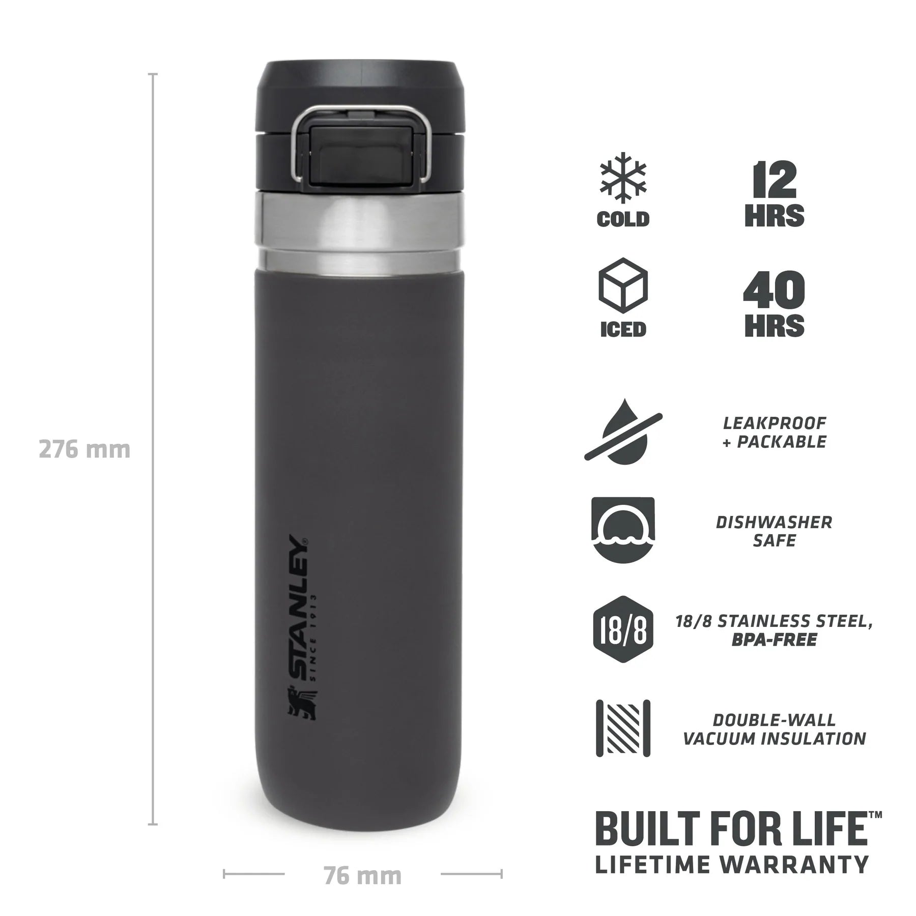 Stanley Go Quick Flip Water Bottle 0.7L Charcoal