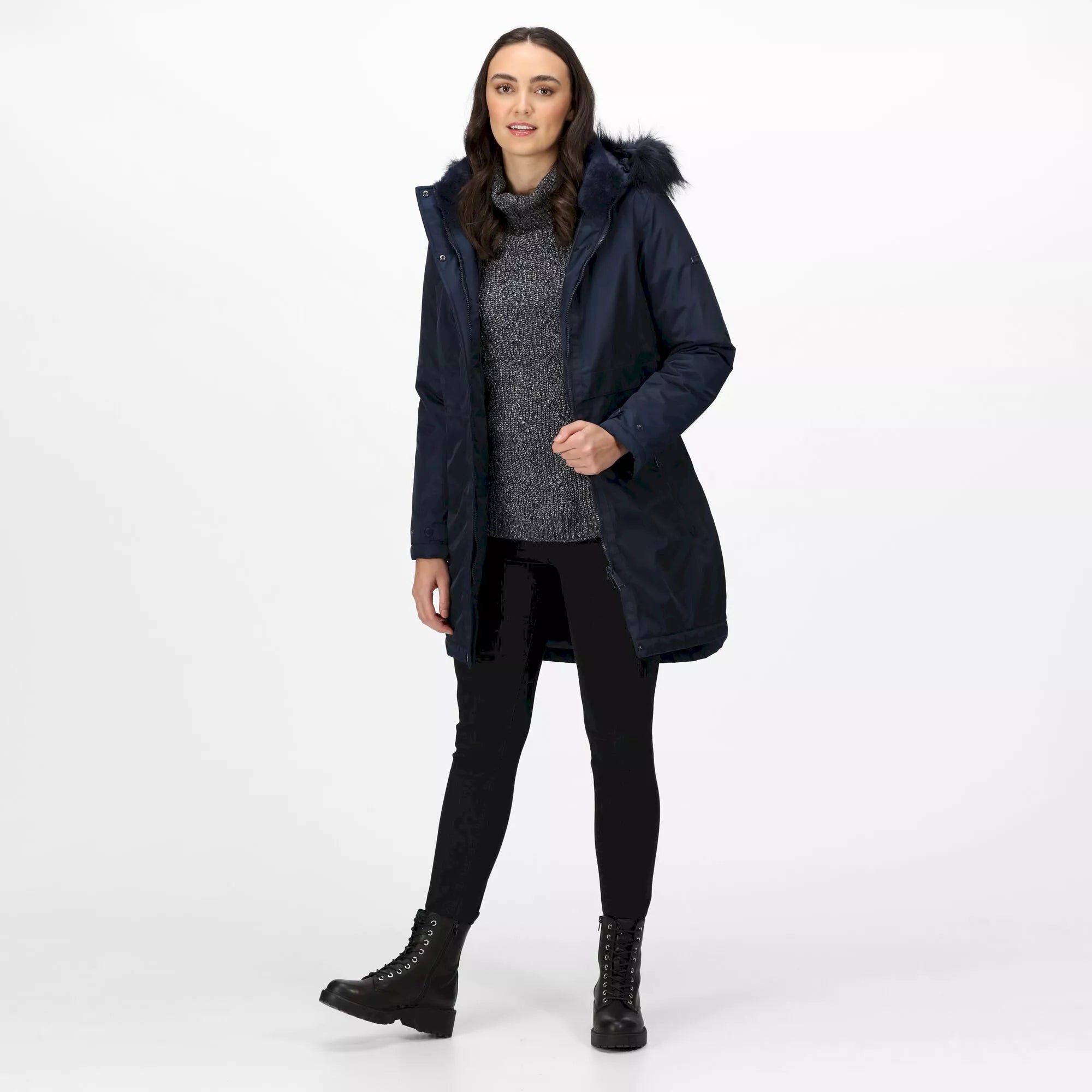 Regatta Ladies Lyanna Fur Trim Waterproof Parka Jacket | Navy