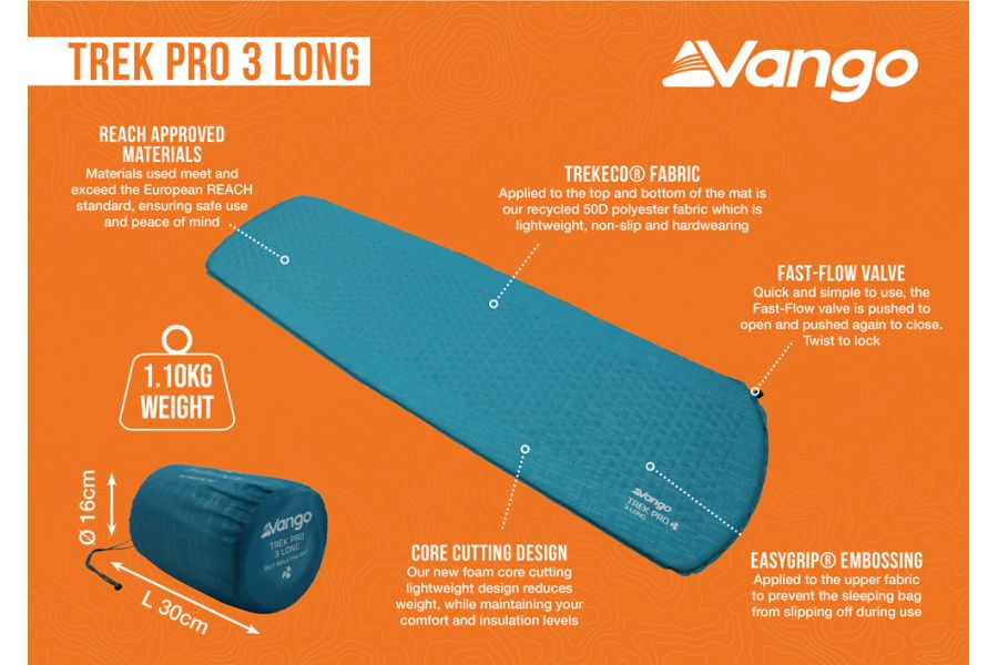 Vango Trek PRO 3 Long Self Inflating Sleep Mat